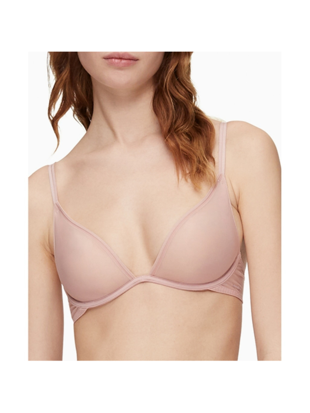 Calvin Klein Women's Size 34A Pink Sheer Marquisette Unlined Plunge Bra NWT